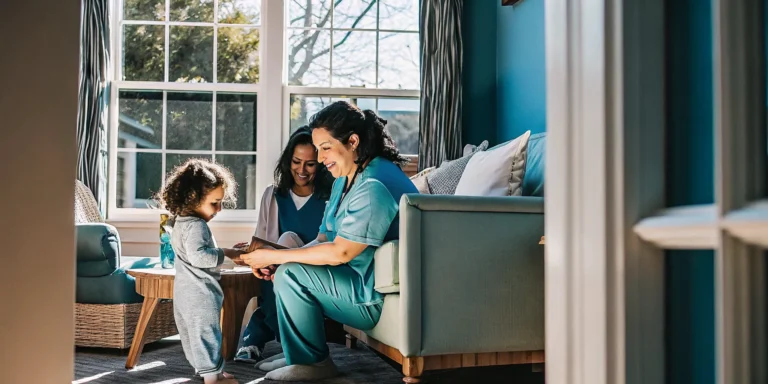 Pediatric home health nurse meeting with a Georgia family