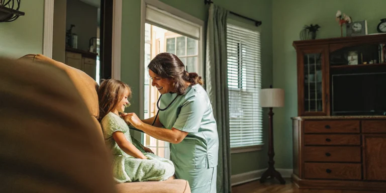 Registered nurse supervisor conducting an unannounced pediatric home health visit in Georgia