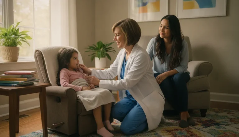 RN providing in-home pediatric skilled nursing care to a child in Georgia