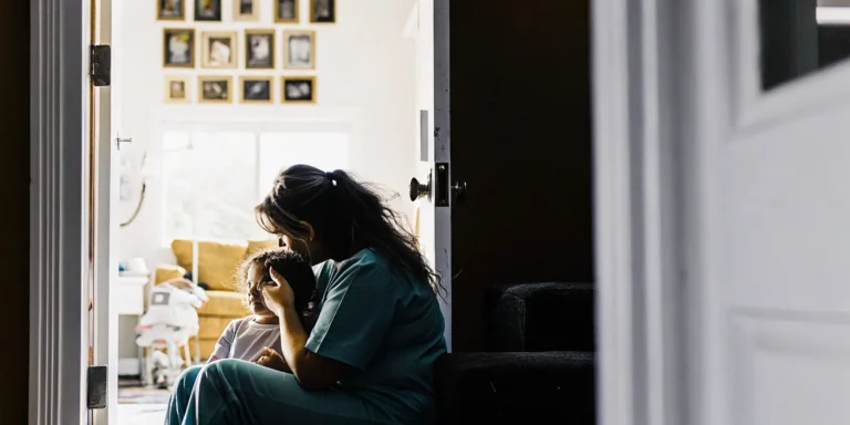 Pediatric home nurse caring for a child in a Georgia family home in Brunswick