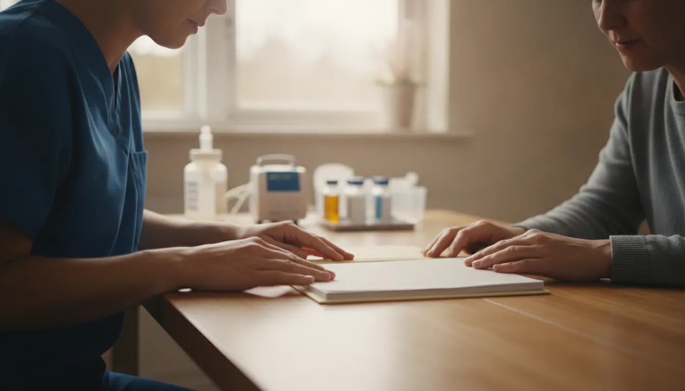 Georgia pediatric nurse and parent reviewing GAPP approval documents at home