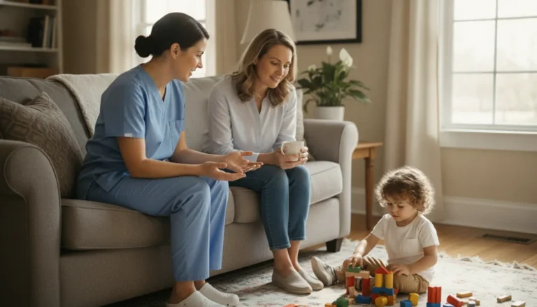 Pediatric nurse discussing GAPP home care with a Georgia family