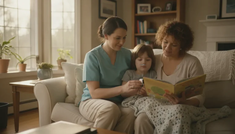 Pediatric nurse supporting a medically complex child at home in Georgia