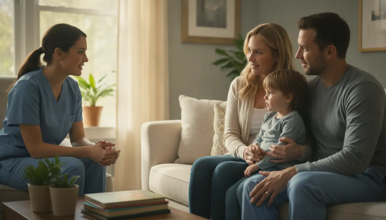 Georgia family discussing GAPP pediatric nursing next steps with a registered nurse